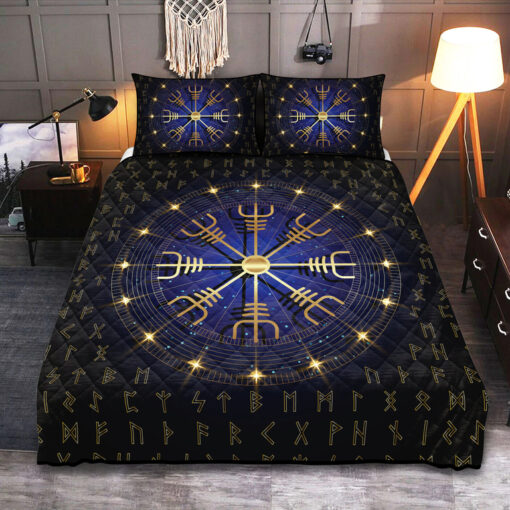 Viking Quilt Set Ægishjálmr Helm of Awe Rune