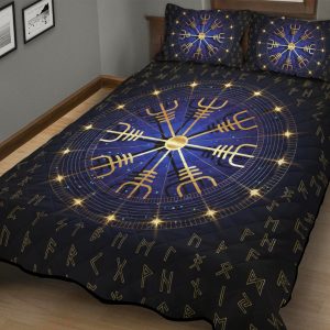 Viking Quilt Set Ægishjálmr Helm of Awe Rune