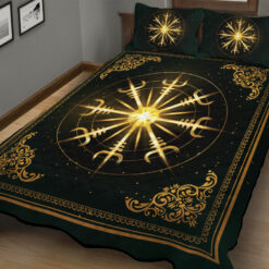 Viking Quilt Set Gold Light Ægishjálmr Helm of Awe