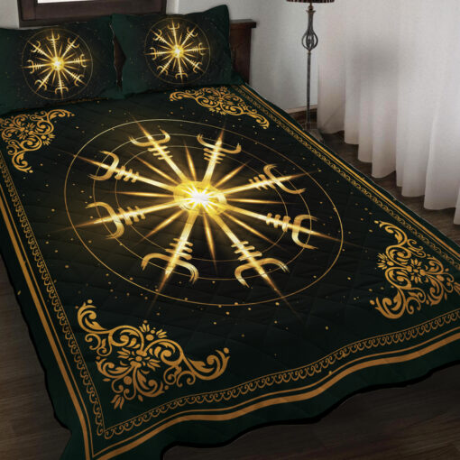Viking Quilt Set Gold Light Ægishjálmr Helm of Awe