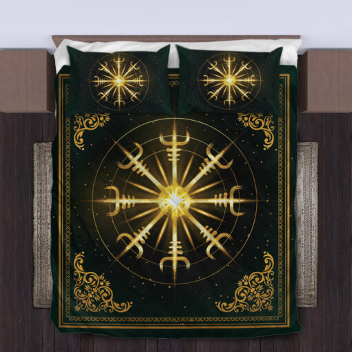 Viking Quilt Set Gold Light Ægishjálmr Helm of Awe