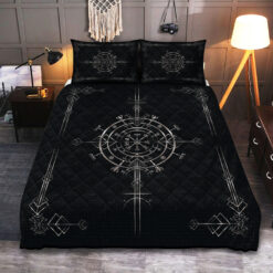 Viking Quilt Set Vegvisir In Silver Color