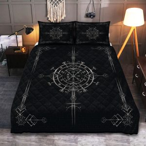 Viking Quilt Set Vegvisir In Silver Color