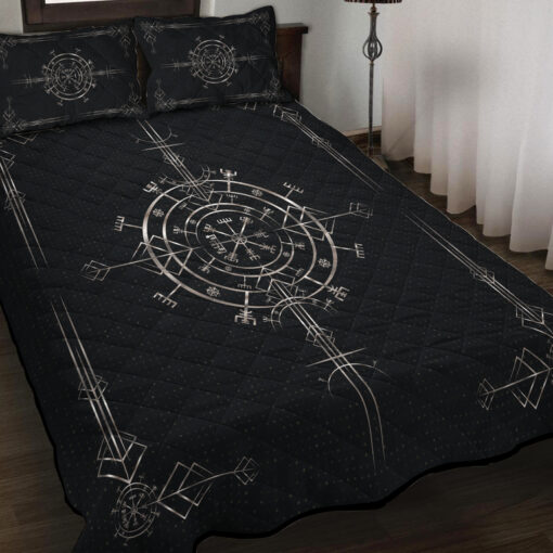 Viking Quilt Set Vegvisir In Silver Color