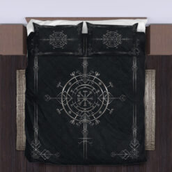 Viking Quilt Set Vegvisir In Silver Color