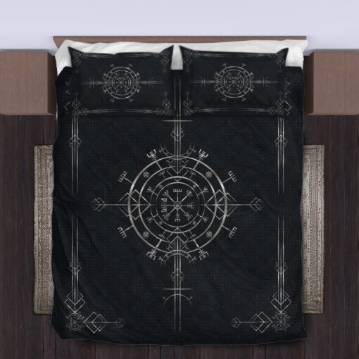 Viking Quilt Set Vegvisir In Silver Color