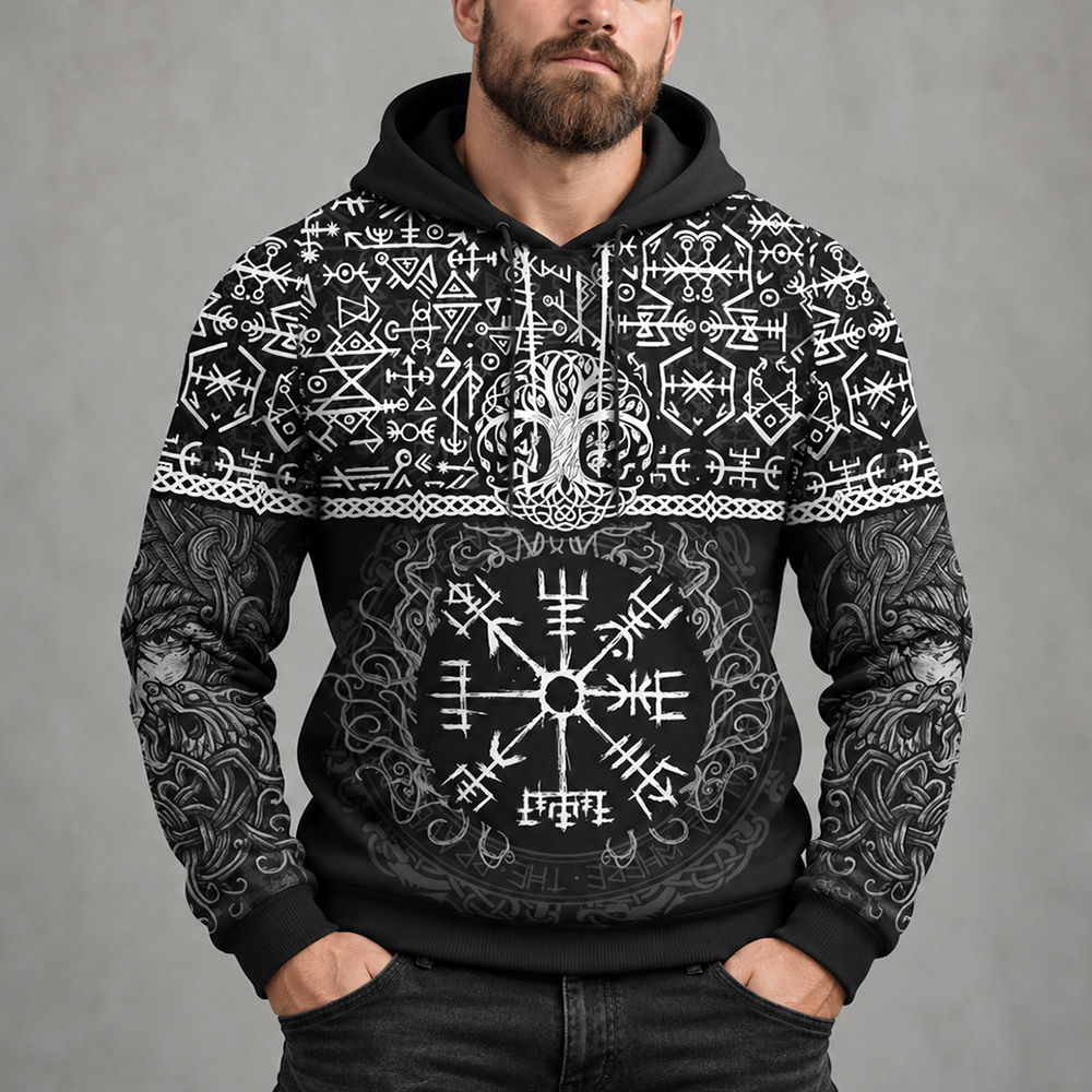 Viking Hoodie Runic Vegvisir And Rune Symbol Myvikinggear