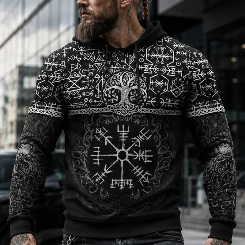 Norse Compass: 7 Fascinating Facts About the Viking VegvĂsir Viking Hoodie Warrior Vegvisir Symbol and Valknut Symbol