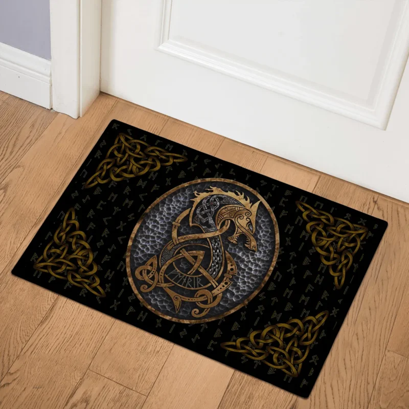Protection Rune Doormat Viking Doormat – Fenrir Rune Norse Wolf Design Fierce Spirit