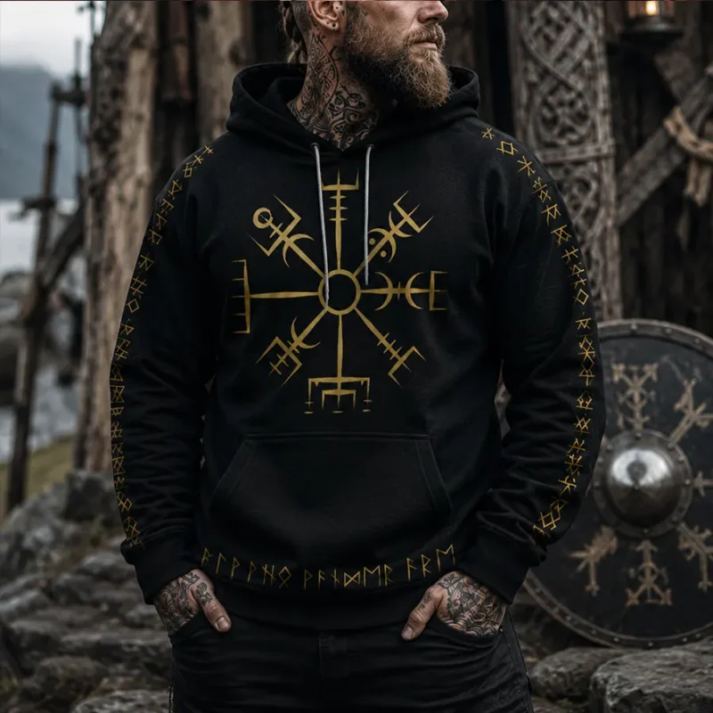 Norse Compass Tattoo – 7 Powerful Designs with Deep Viking Meanings Viking Hoodie Vegvisir Viking Compass Gold Metallic