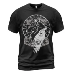 Viking T Shirts – Norse Raven & Viking Wolf Art Mythic Symbol
