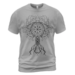 Viking T Shirts – Norse Yggdrasil Tree & Vegvisir Rune Ancient Symbol Viking T Shirts – Norse Yggdrasil Tree & Vegvisir Rune Ancient Symbol