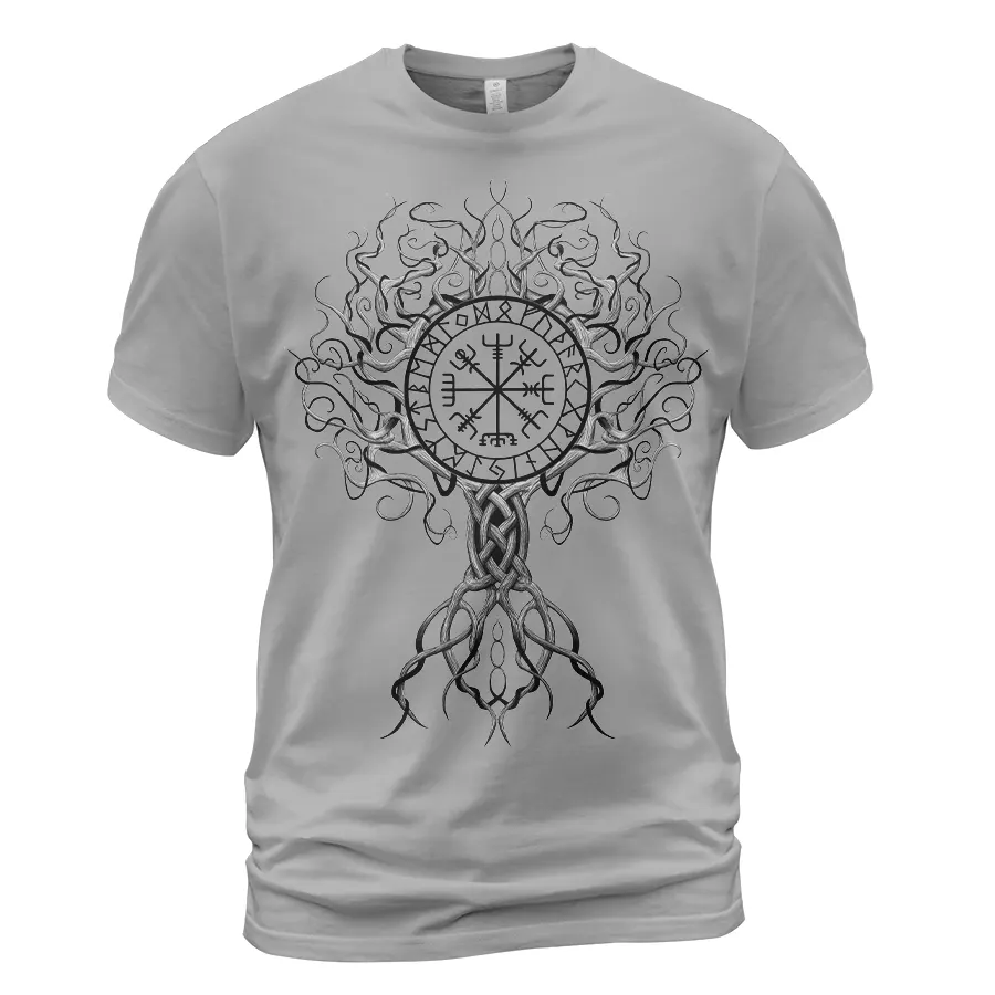 Viking T Shirts – Norse Yggdrasil Tree & Vegvisir Rune Ancient Symbol Viking T Shirts – Norse Yggdrasil Tree & Vegvisir Rune Ancient Symbol