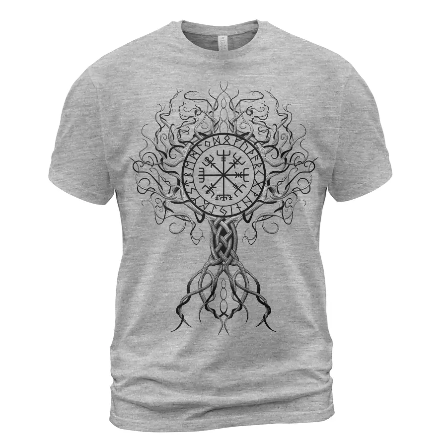 Viking T Shirts – Norse Yggdrasil Tree & Vegvisir Rune Ancient Symbol Viking T Shirts – Norse Yggdrasil Tree & Vegvisir Rune Ancient Symbol