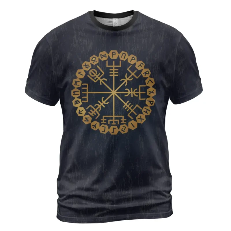 T-shirt Viking Asatru - Marteau De Thor, Runes - Noir Taille L - Fait Main
