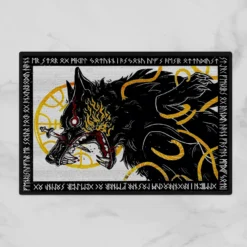 Viking Doormat Fenrir Art Viking Protection Rune Bold Mythic Powerful Symbolism