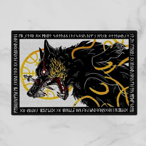 Protection Rune Doormat Viking Doormat Fenrir Art Viking Protection Rune Bold Mythic Powerful ...