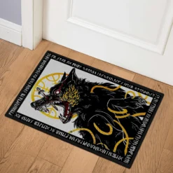 Viking Doormat Fenrir Art Viking Protection Rune Bold Mythic Powerful Symbolism