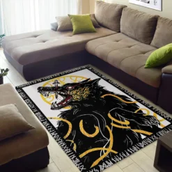 Viking Rug Fenrir Art Viking Protection Rune Bold Mythic Powerful Symbolism