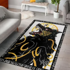 Viking Rug Fenrir Art Viking Protection Rune Bold Mythic Powerful Symbolism