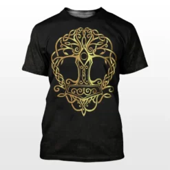 Viking T Shirt Gold Tree Of Life Legendary Sacred Norse Meaning