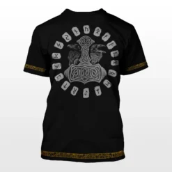 Viking T Shirt Munin And Hugin With Rune Mjolnir Legendary Powerful Meaning