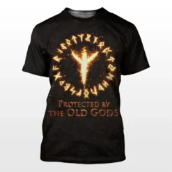 Algiz Protection Rune Viking T-Shirt - Protected by the Old Gods, Norse Symbol of Protection