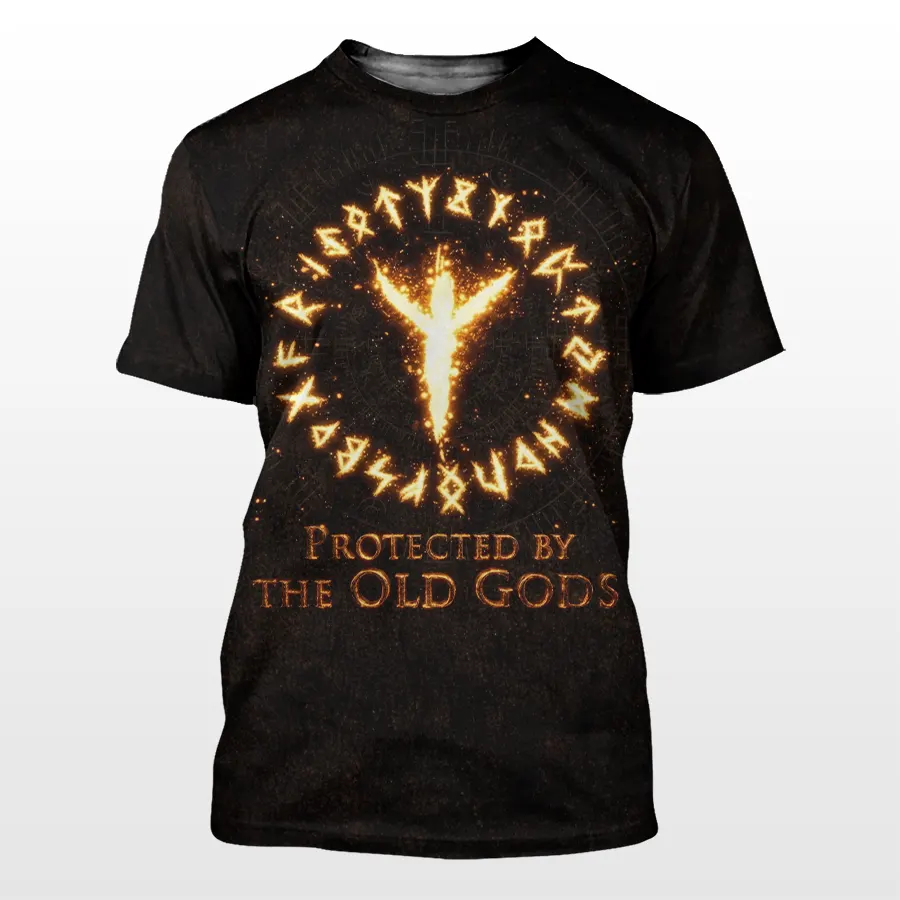 Algiz Protection Rune Viking T-Shirt - Protected by the Old Gods, Norse Symbol of Protection Algiz Protection Rune Viking T-Shirt - Protected by the Old Gods, Norse Symbol of Protection