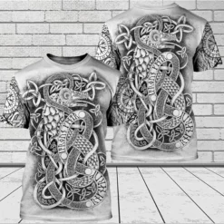 Bold Fearless Viking T Shirt - Runic Dragon Power