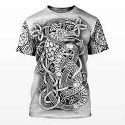 Bold Fearless Viking T Shirt - Runic Dragon Power