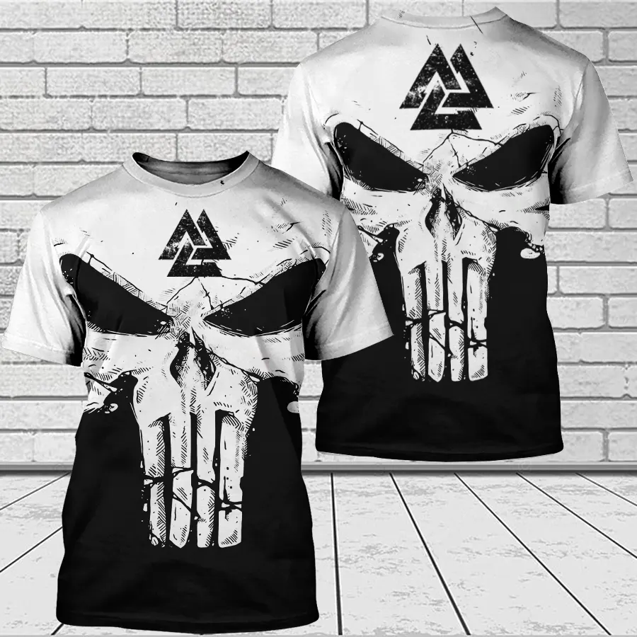 Norse T Shirt Skull Art Valknut Symbol Dark Warrior Style Norse T Shirt Skull Art Valknut Symbol Dark Warrior Style